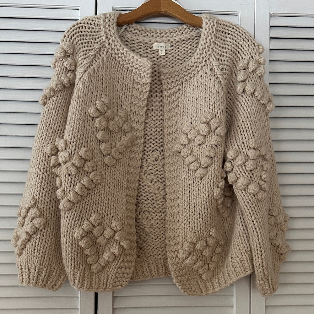 Debut Chunky Knit Bubble Heart Cardigan